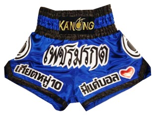 Short de Boxe Thai Personnalisé : KNSCUST-1139 Bleu